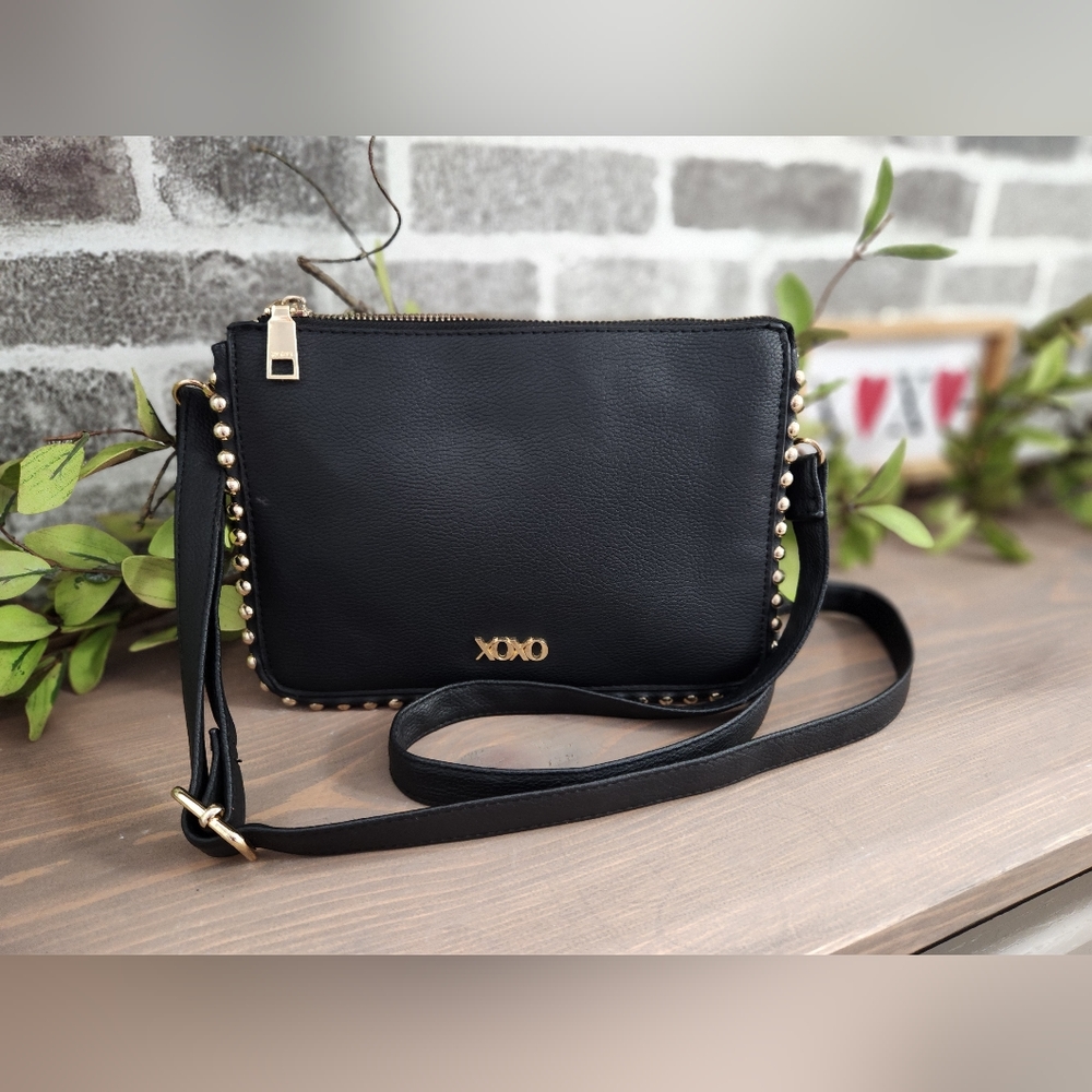 XOXO Black Studded Crossbody Vegan Leather Purse